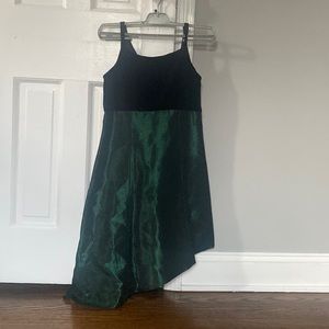 Black and green asymmetrical mini dress